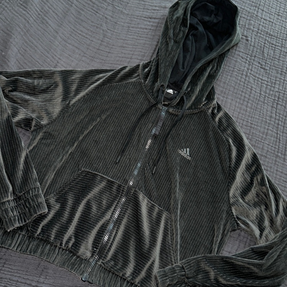 Adidas zip up velour jacket